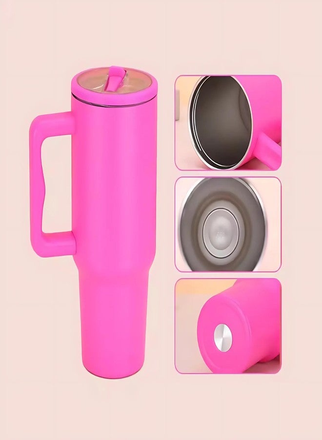 FUBIX 1200ML Stainless Steel Tumbler with Lid & Straw | Double-Wall Vaccum Insulated | 100% Leak-Proof Sipper for Hot and Cold Drink for Office, Gym, Car (Pink) - Image 3